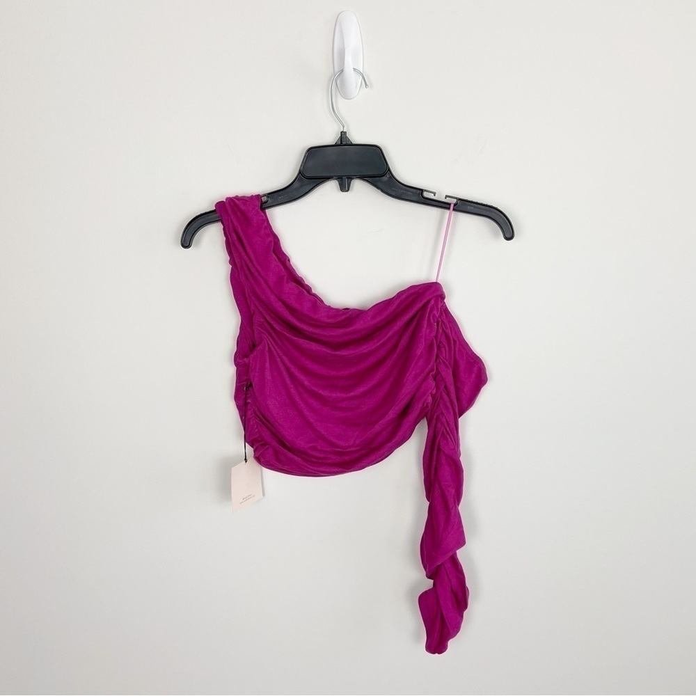 Superdown Selilah One Shoulder Top in Berry Size M - Picture 4 of 10